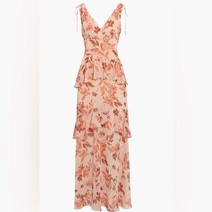 NWT MLmonique lhullier sienna foliage tiered maxi dress 16